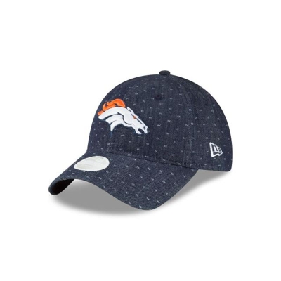 Blue Denver Broncos Hat - New Era NFL Dotted Denim 9TWENTY Adjustable Caps USA3429078